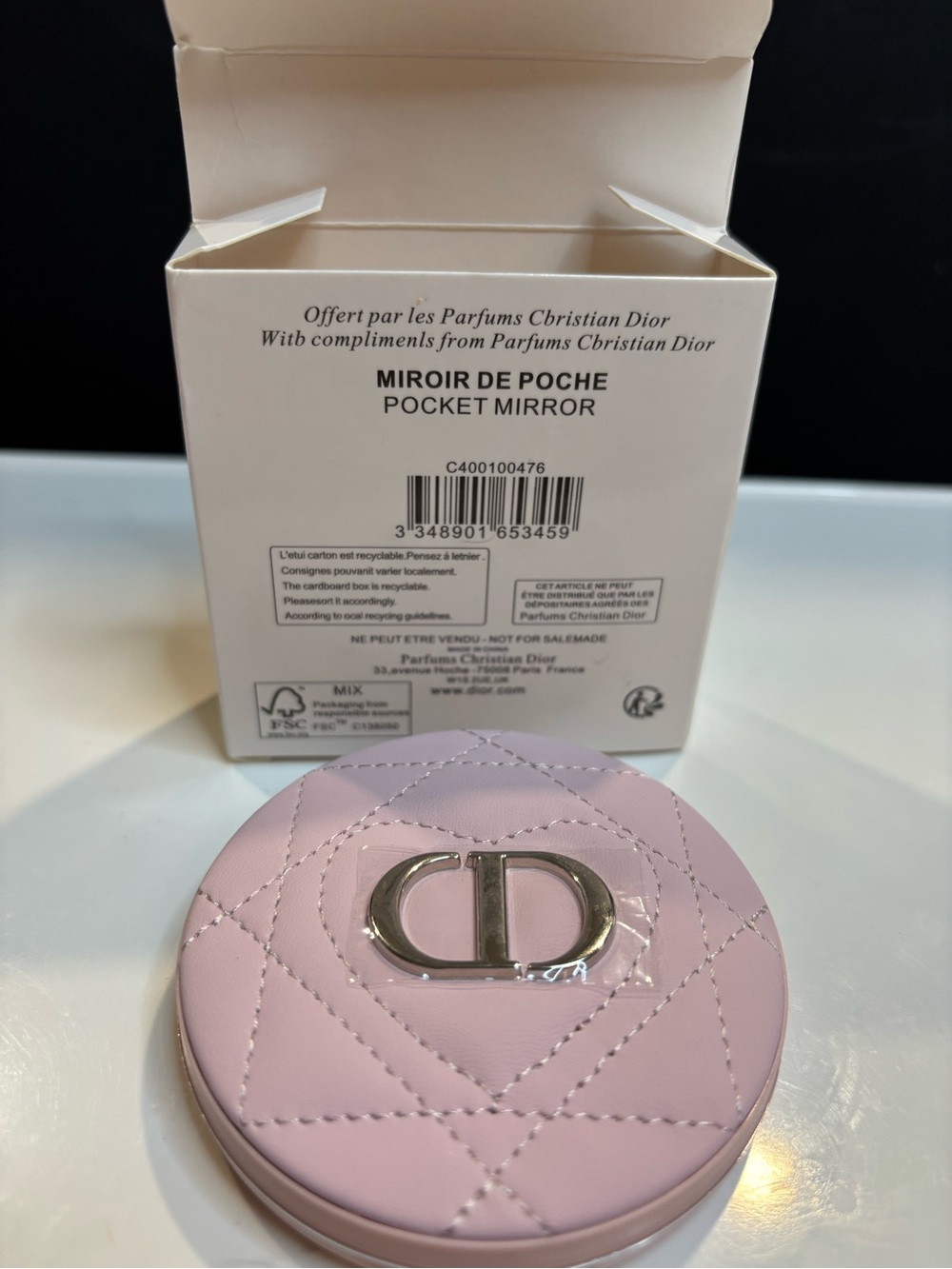 Dior GWP Quilted Light Pink Compact Case with Silver CD Emblem - Picture 2 of 4